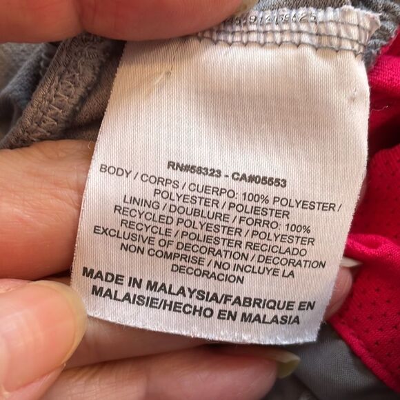 Nike gray polyester Dri Fit running shorts with pink trim - Picture 5 of 7